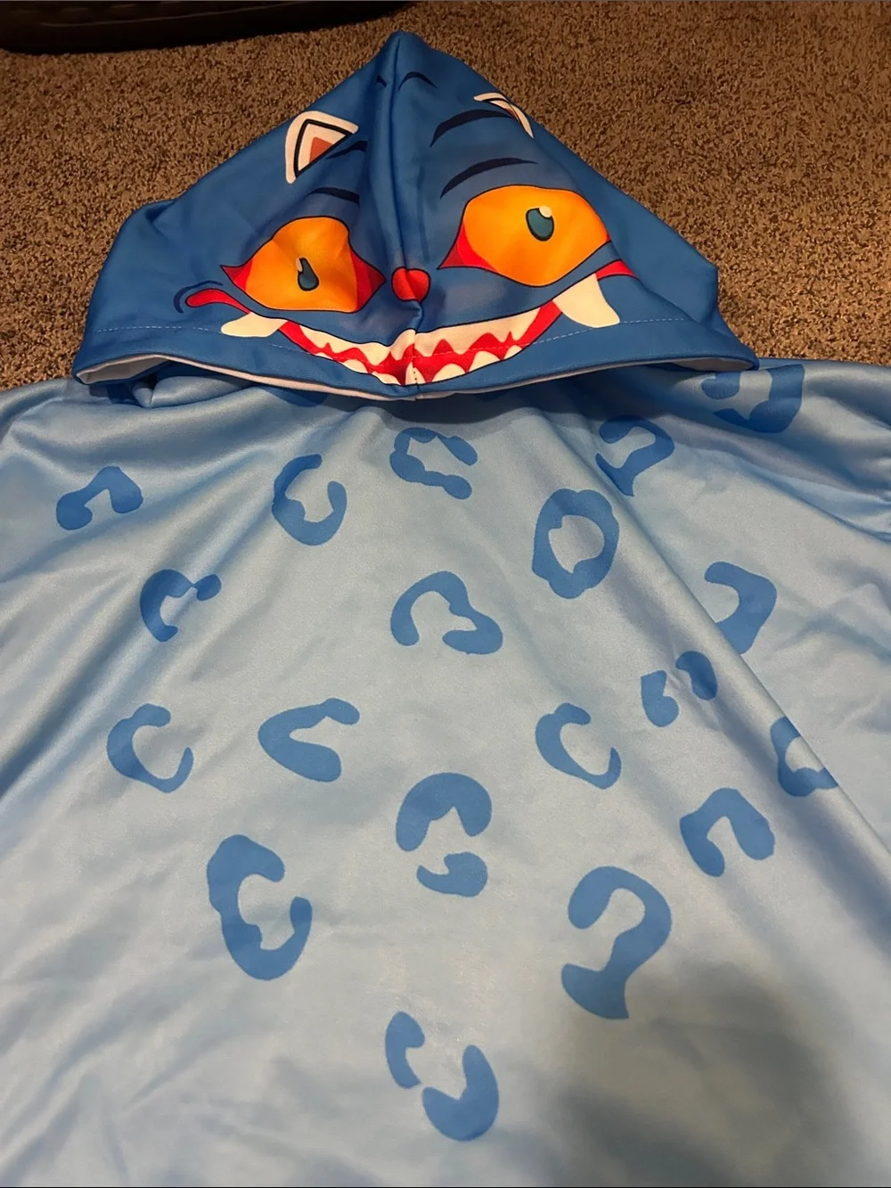 Kids Blue Monster Hooded Pullover Sweatshirt